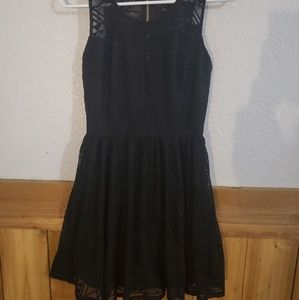 HeartSoul geometric lace zip back skater dres